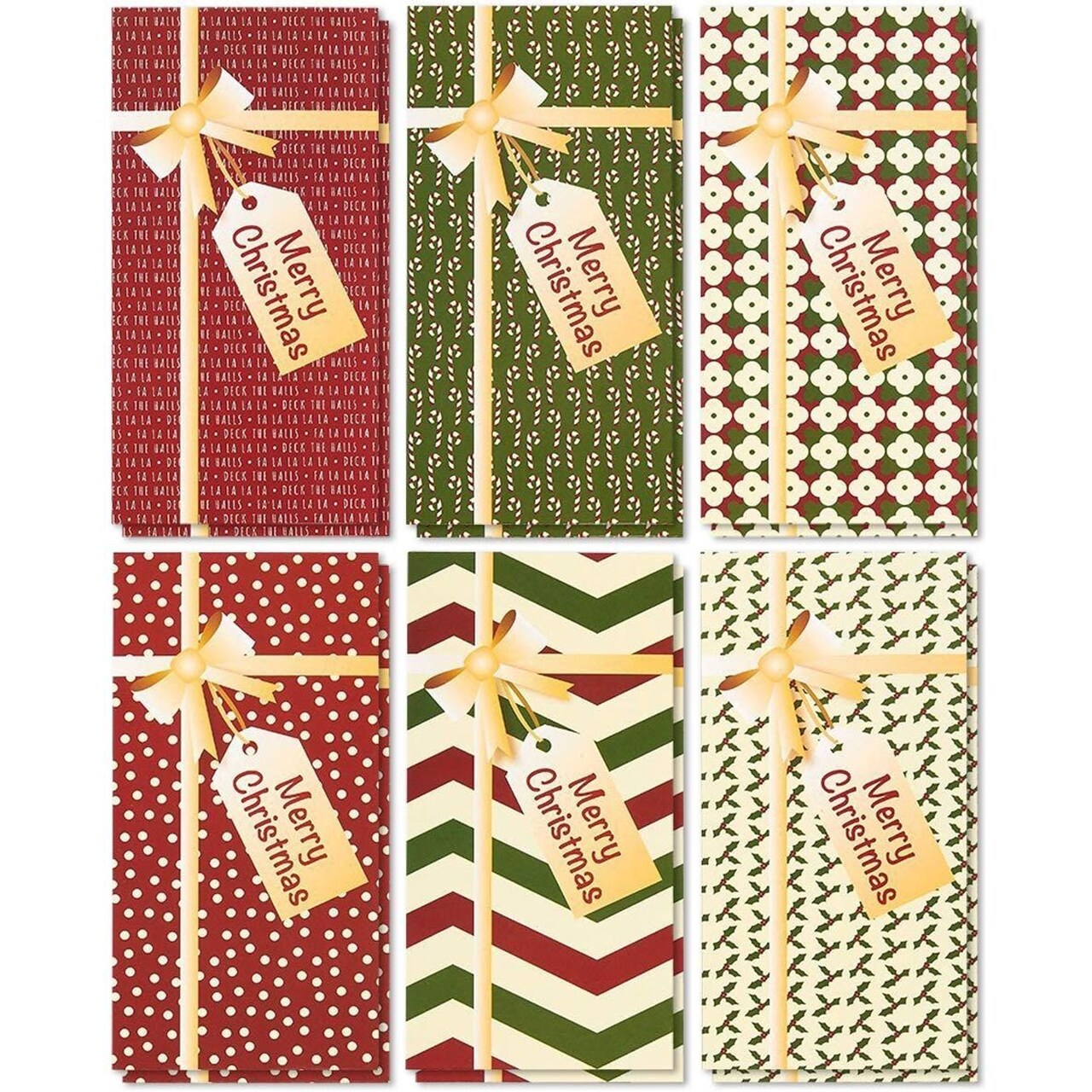 Best Paper Greetings 36 Pack Christmas Money Cards with Envelopes, Gift Cards Holders, 3.6 x 7.25 Inch Money Holder Christmas Cards, 6 Cute Xmas Gift Box Designs